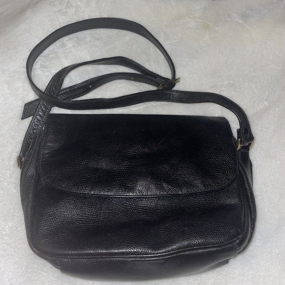 BG Street Black Embossed Snake Leather Crossbody/ Shoulder Bag